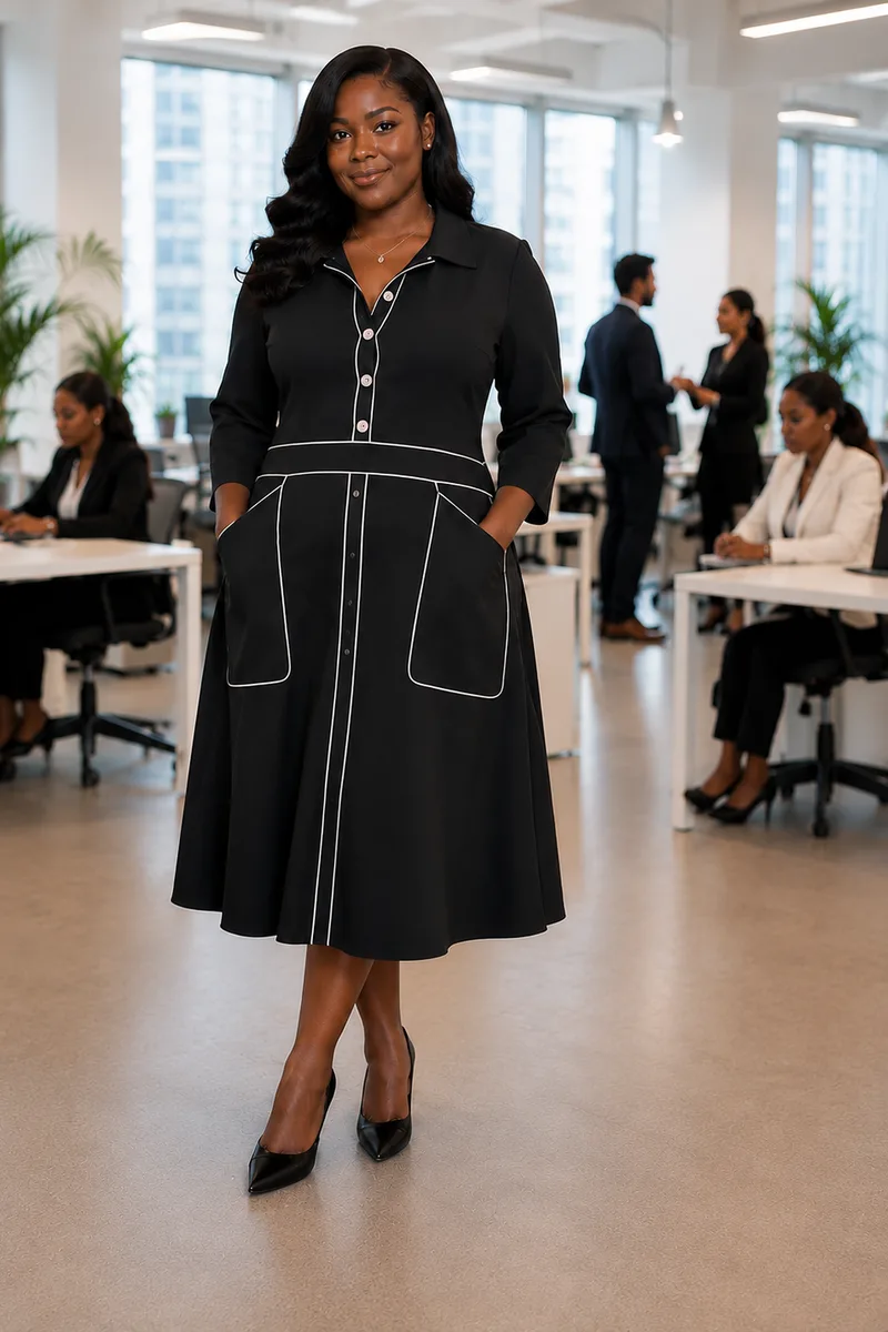 Obsidian & Ivory Shirt Dress